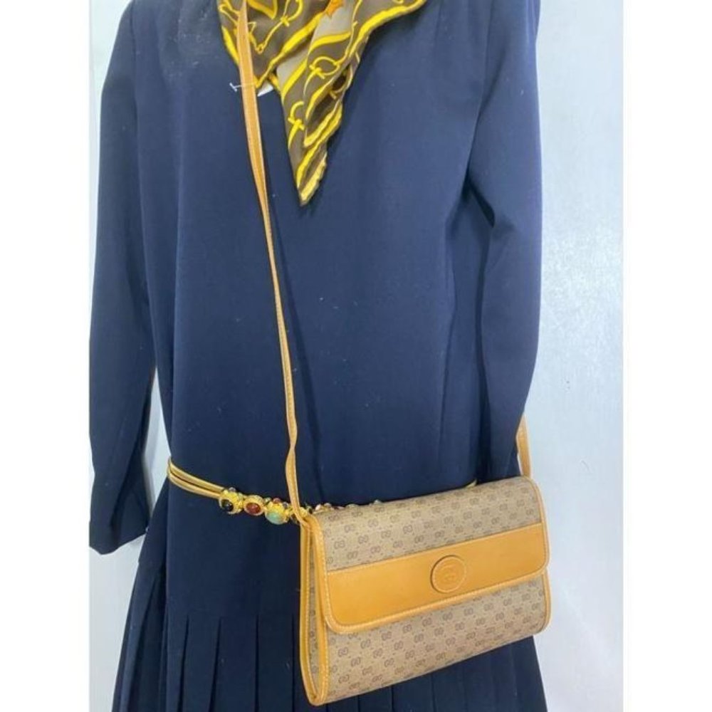 GUCCI Vintage Flap Coated Canvas Crossbody Bag - Picture 12 of 12